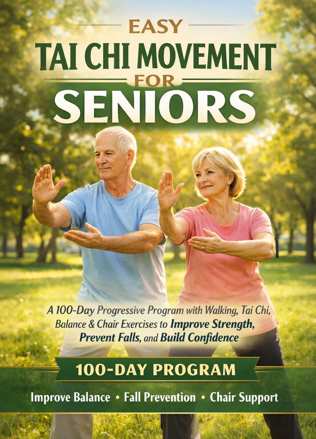 Easy Tai Chi Movement For Seniors:100 progressive walking, tai chi, balance, and chair exercises designed to boost strength and confidence, specifically for seniors(Large Print, Spiral Bound)